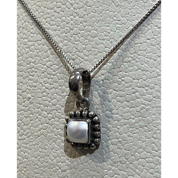 Silpada Sterling 925 Button Frame Mother of Pearl EARRINGS Necklace SET Italy - Picture 4 of 10